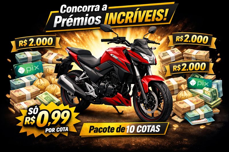 Prêmios Incríveis: Honda CB 300F Twister 2026 + R$ 2.000 em benefícios
